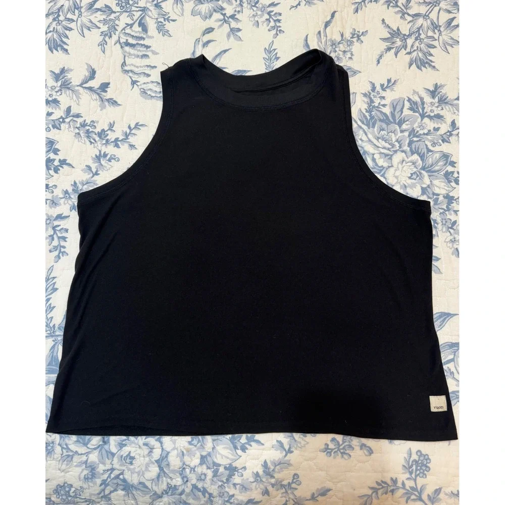 Vuori Womens Black High Neck Performance Tank Top Cropped Activewear Size L